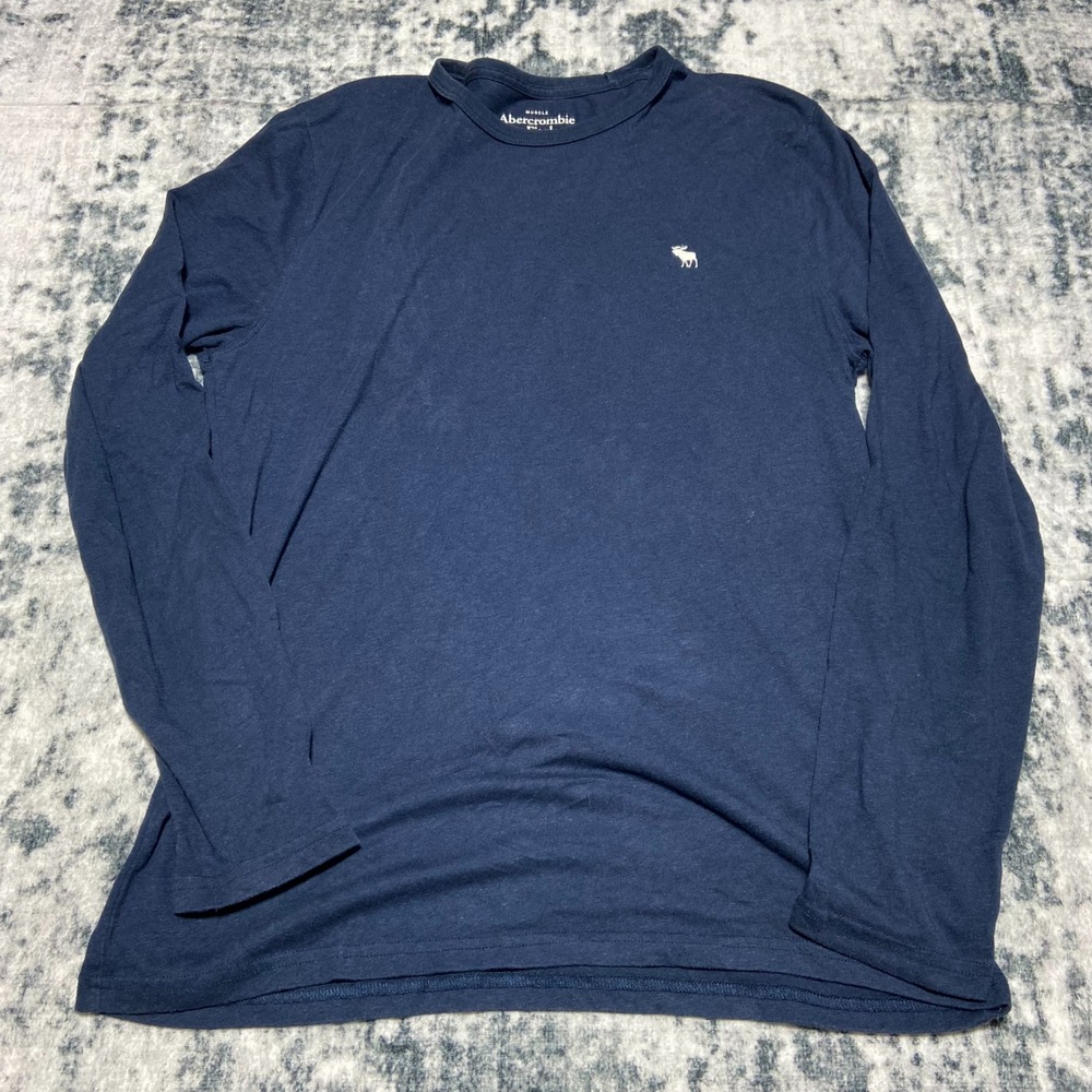 Abercrombie‎ Fitch Muscle Fit Navy Blue Long Sleeve T Shirt Mens Size Medium